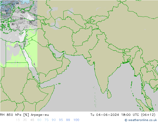 RH 850 hPa Arpege-eu wto. 04.06.2024 18 UTC