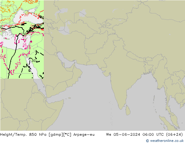 Height/Temp. 850 hPa Arpege-eu 星期三 05.06.2024 06 UTC