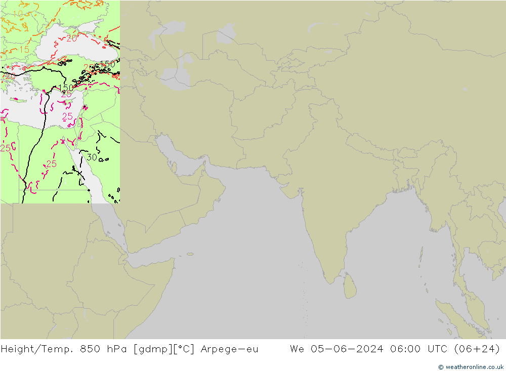 Height/Temp. 850 hPa Arpege-eu 星期三 05.06.2024 06 UTC