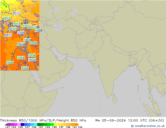 Thck 850-1000 hPa Arpege-eu St 05.06.2024 12 UTC