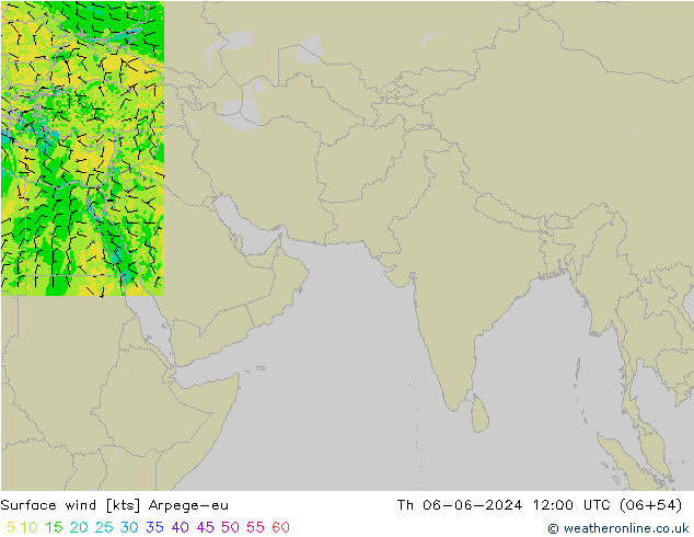 Surface wind Arpege-eu Th 06.06.2024 12 UTC