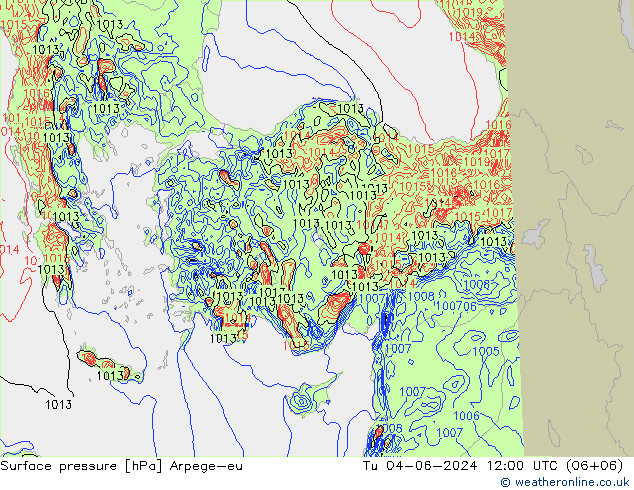 Luchtdruk (Grond) Arpege-eu di 04.06.2024 12 UTC