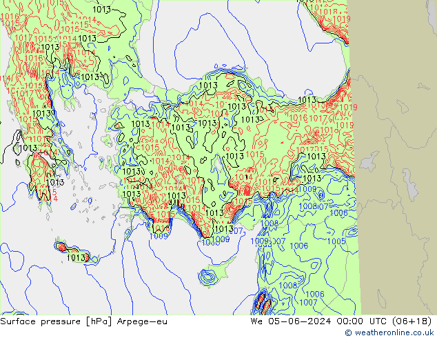 pressão do solo Arpege-eu Qua 05.06.2024 00 UTC