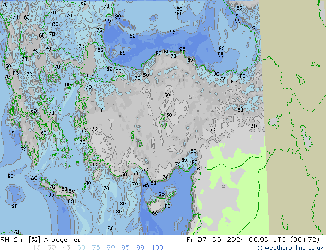 RH 2m Arpege-eu пт 07.06.2024 06 UTC