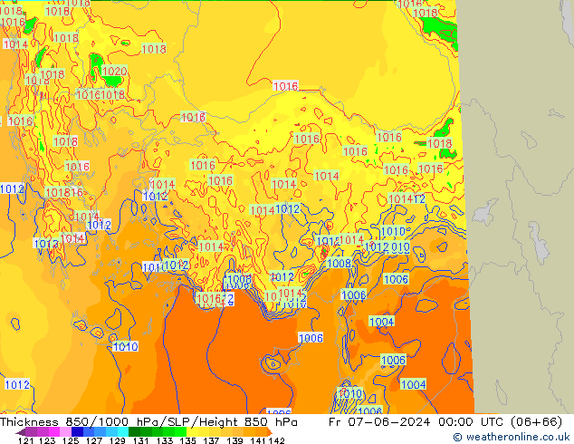 Thck 850-1000 hPa Arpege-eu ven 07.06.2024 00 UTC