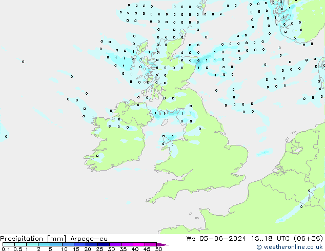 Precipitation Arpege-eu We 05.06.2024 18 UTC