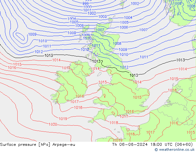 Luchtdruk (Grond) Arpege-eu do 06.06.2024 18 UTC