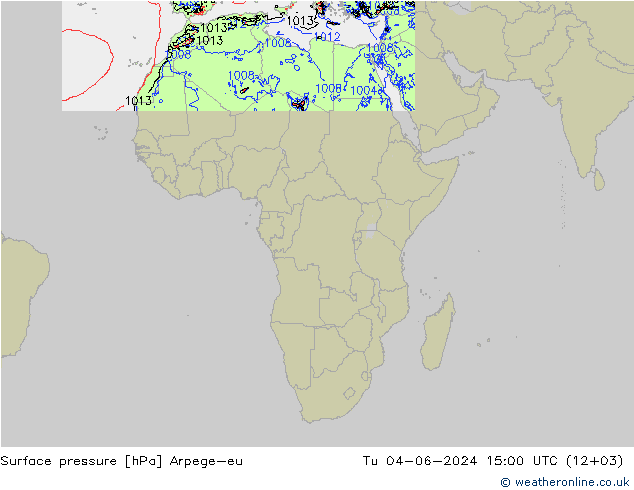 Surface pressure Arpege-eu Tu 04.06.2024 15 UTC