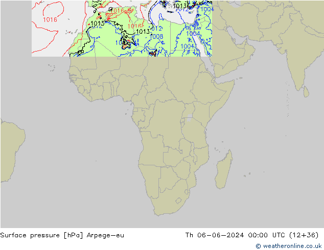 Pressione al suolo Arpege-eu gio 06.06.2024 00 UTC