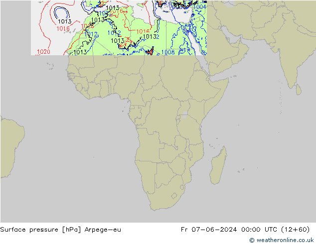 Luchtdruk (Grond) Arpege-eu vr 07.06.2024 00 UTC