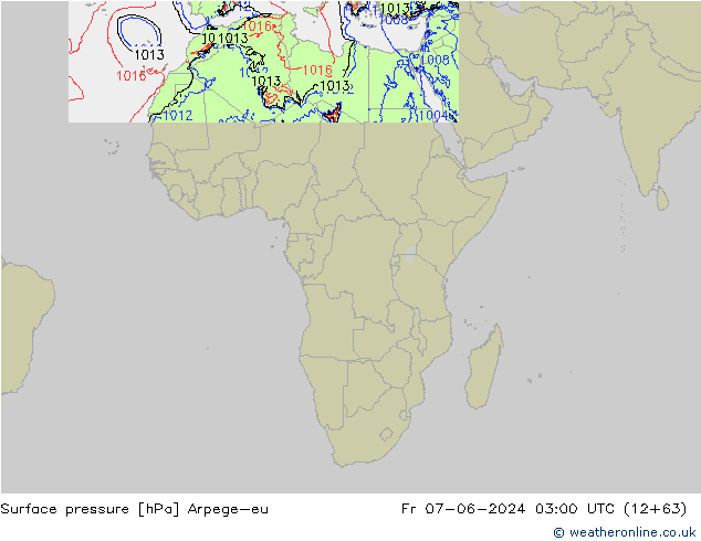 Presión superficial Arpege-eu vie 07.06.2024 03 UTC