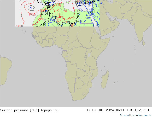 Surface pressure Arpege-eu Fr 07.06.2024 09 UTC