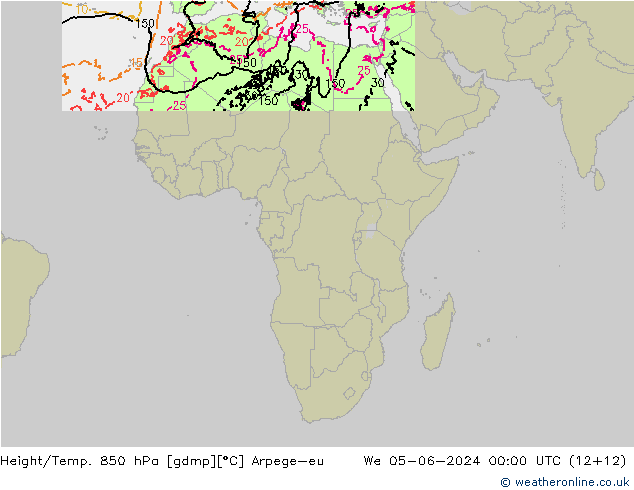 Height/Temp. 850 hPa Arpege-eu Qua 05.06.2024 00 UTC