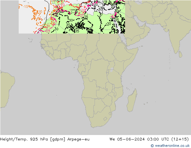 Height/Temp. 925 hPa Arpege-eu  05.06.2024 03 UTC