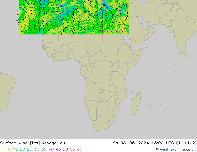 Surface wind Arpege-eu Sa 08.06.2024 18 UTC