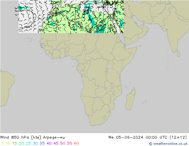 Rüzgar 850 hPa Arpege-eu Çar 05.06.2024 00 UTC