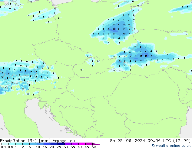 opad (6h) Arpege-eu so. 08.06.2024 06 UTC