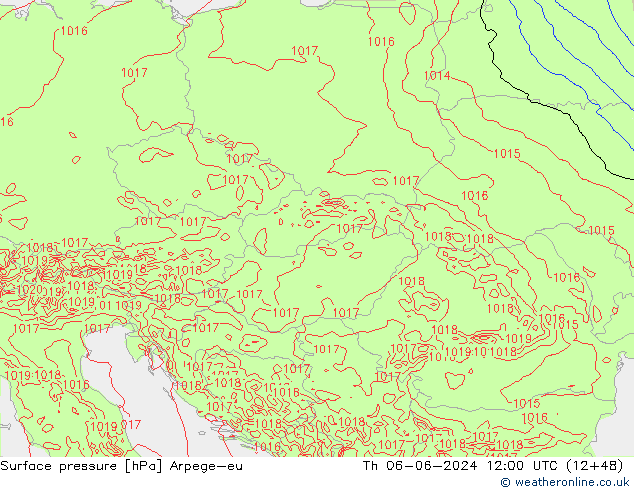 Surface pressure Arpege-eu Th 06.06.2024 12 UTC