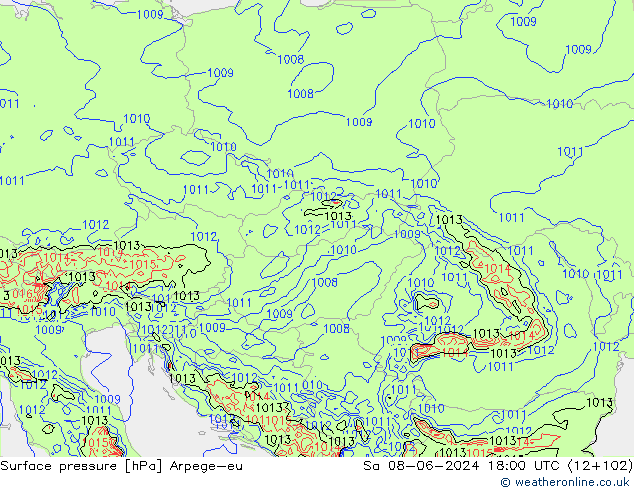 Surface pressure Arpege-eu Sa 08.06.2024 18 UTC