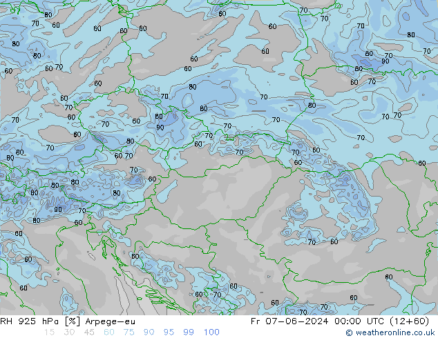 Humedad rel. 925hPa Arpege-eu vie 07.06.2024 00 UTC