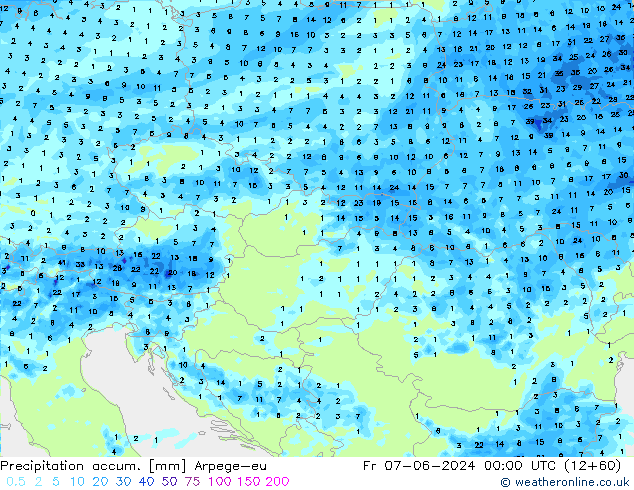 Précipitation accum. Arpege-eu ven 07.06.2024 00 UTC