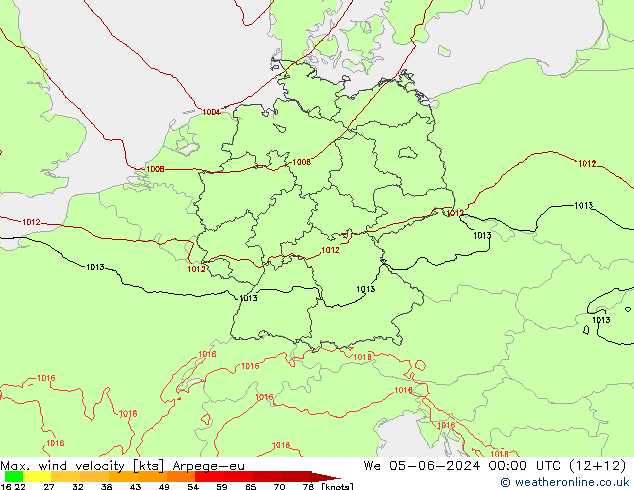 Windböen Arpege-eu Mi 05.06.2024 00 UTC