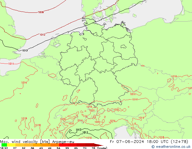 Maks. Rüzgar Hızı Arpege-eu Cu 07.06.2024 18 UTC