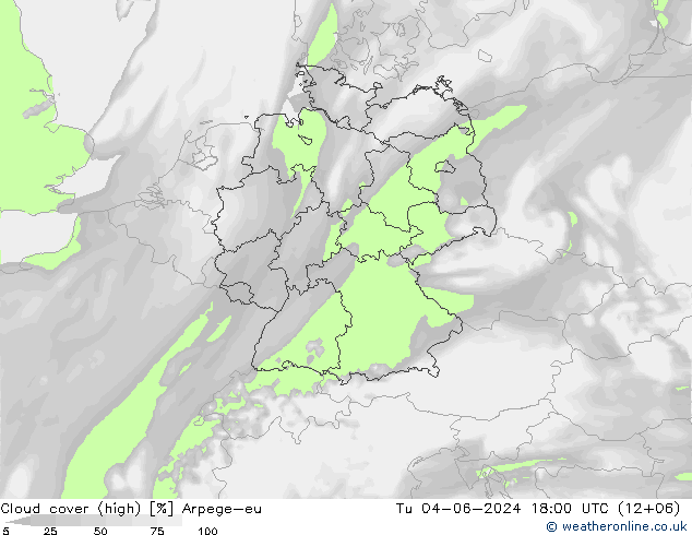 Bewolking (Hoog) Arpege-eu di 04.06.2024 18 UTC