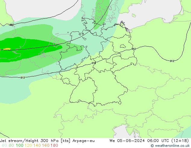 Jet stream Arpege-eu Qua 05.06.2024 06 UTC