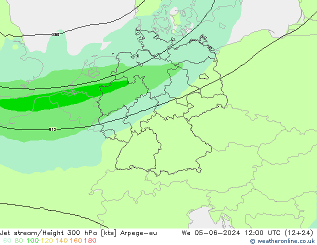 Jet stream Arpege-eu Qua 05.06.2024 12 UTC