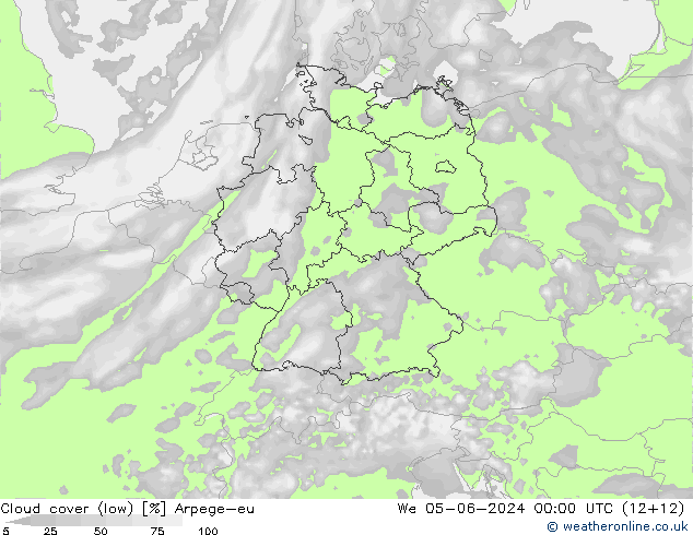 Bewolking (Laag) Arpege-eu wo 05.06.2024 00 UTC