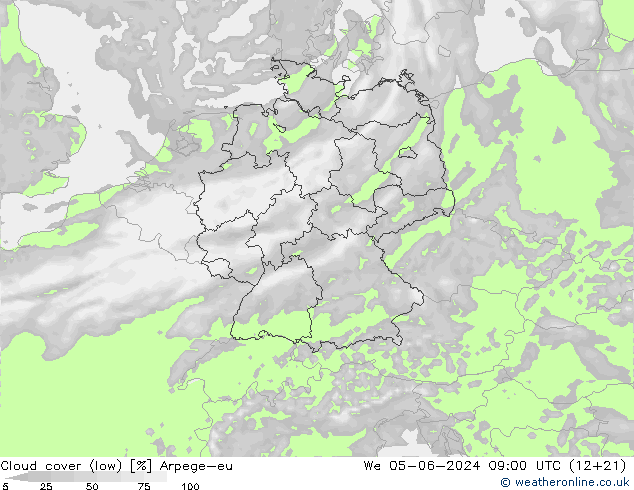 Bewolking (Laag) Arpege-eu wo 05.06.2024 09 UTC