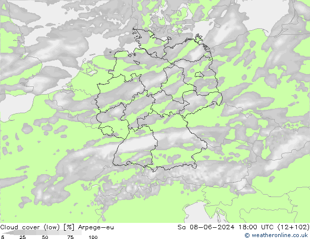 Wolken (tief) Arpege-eu Sa 08.06.2024 18 UTC