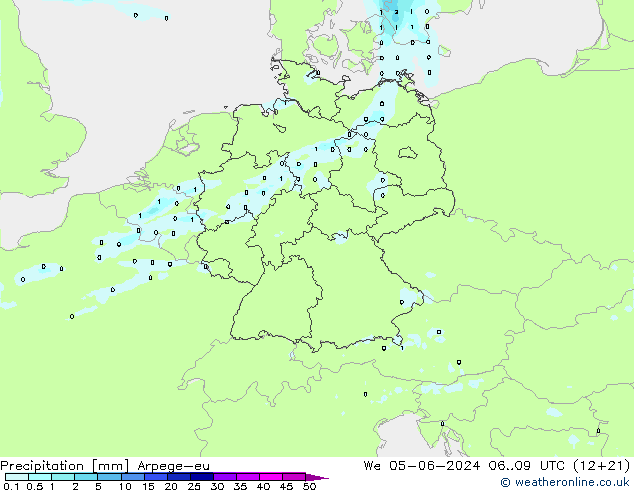 Niederschlag Arpege-eu Mi 05.06.2024 09 UTC