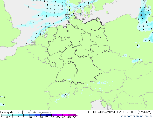 Neerslag Arpege-eu do 06.06.2024 06 UTC