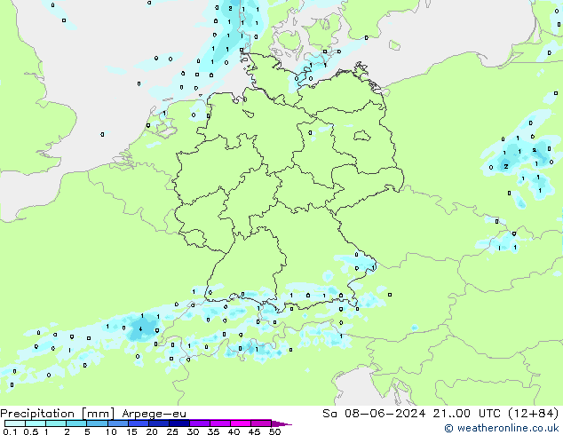 Precipitation Arpege-eu Sa 08.06.2024 00 UTC