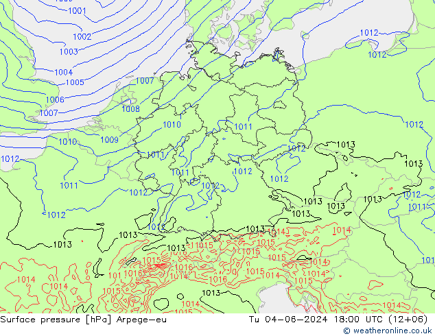 Luchtdruk (Grond) Arpege-eu di 04.06.2024 18 UTC