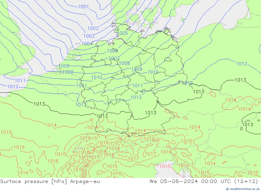 Bodendruck Arpege-eu Mi 05.06.2024 00 UTC