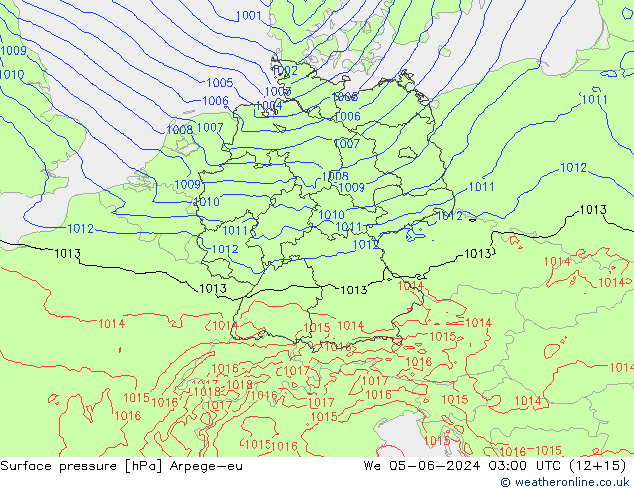 Surface pressure Arpege-eu We 05.06.2024 03 UTC