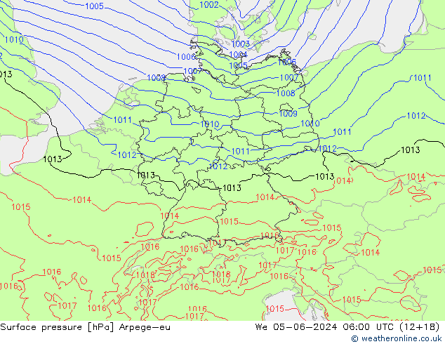 Surface pressure Arpege-eu We 05.06.2024 06 UTC