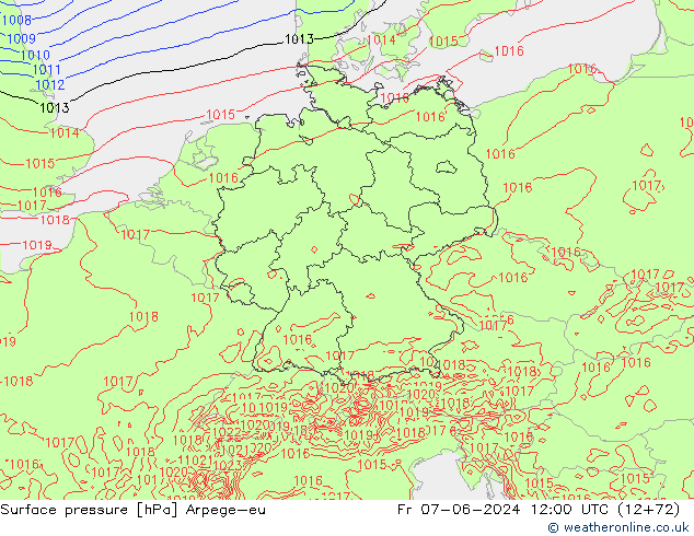 pression de l'air Arpege-eu ven 07.06.2024 12 UTC