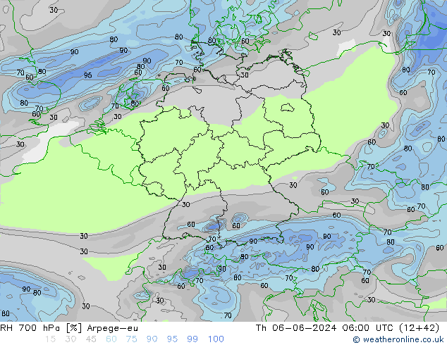 700 hPa Nispi Nem Arpege-eu Per 06.06.2024 06 UTC