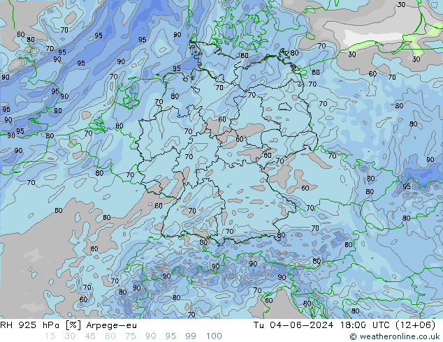 RH 925 hPa Arpege-eu Di 04.06.2024 18 UTC