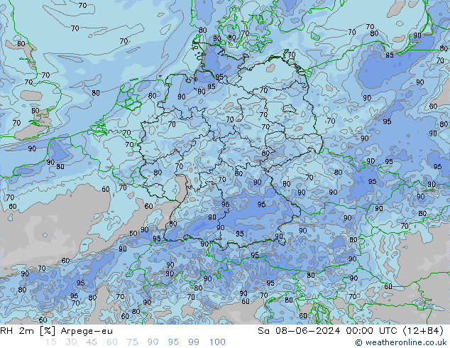 RH 2m Arpege-eu So 08.06.2024 00 UTC