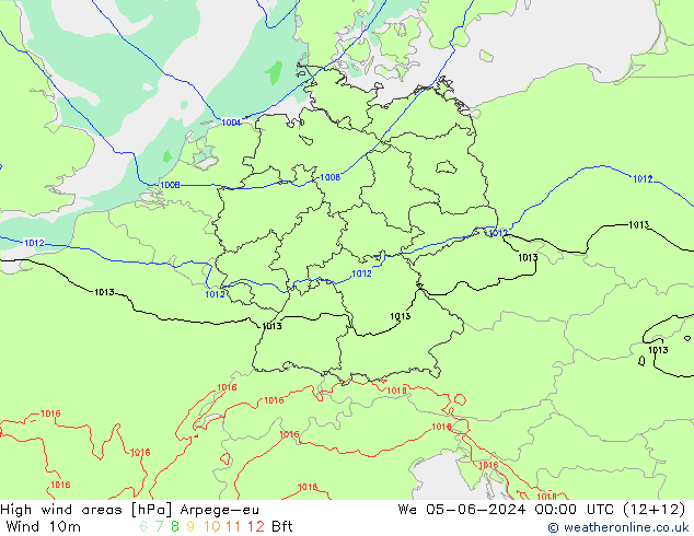 High wind areas Arpege-eu We 05.06.2024 00 UTC