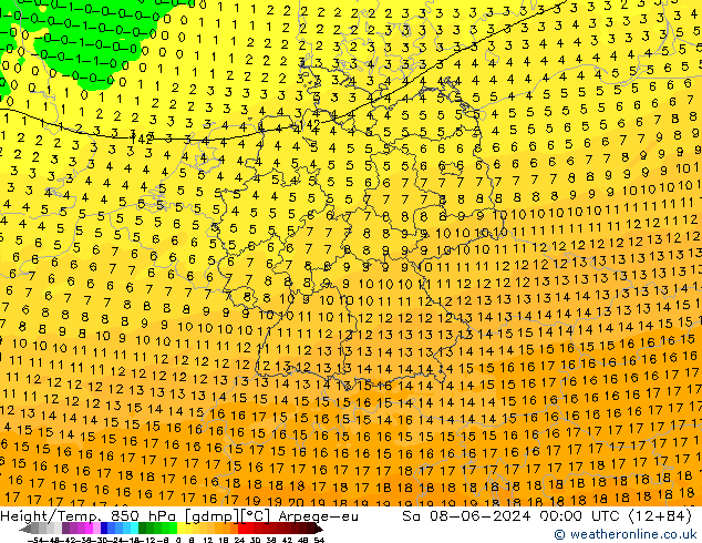 Height/Temp. 850 hPa Arpege-eu sab 08.06.2024 00 UTC