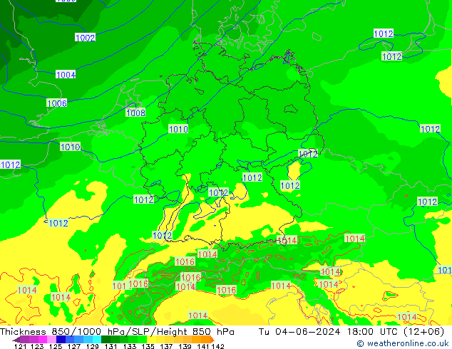 Thck 850-1000 hPa Arpege-eu Ter 04.06.2024 18 UTC