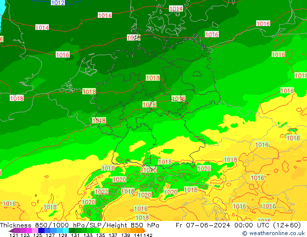 Thck 850-1000 hPa Arpege-eu Fr 07.06.2024 00 UTC