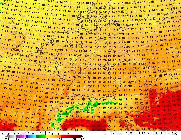 Temperature (2m) Arpege-eu Fr 07.06.2024 18 UTC