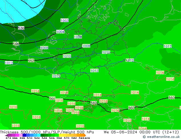 Thck 500-1000hPa Arpege-eu Qua 05.06.2024 00 UTC